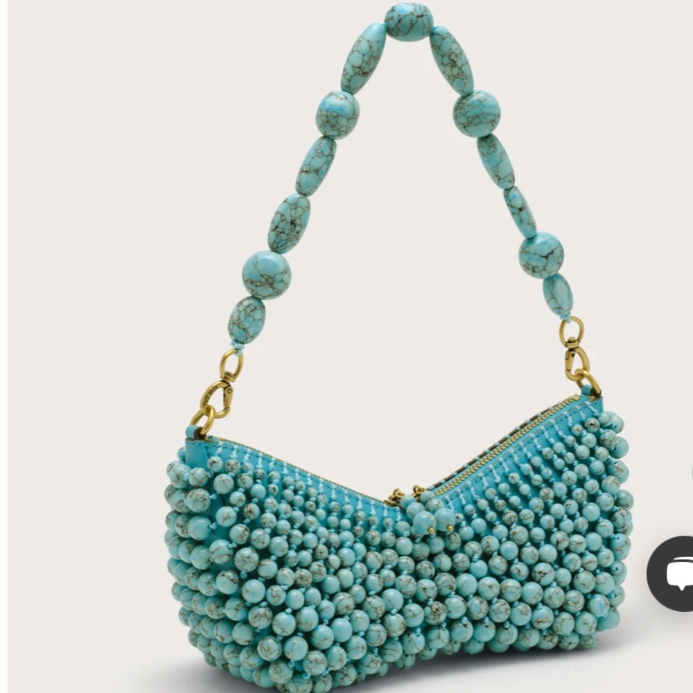 Cult Gaia Turquoise Beaded Mercier Clutch